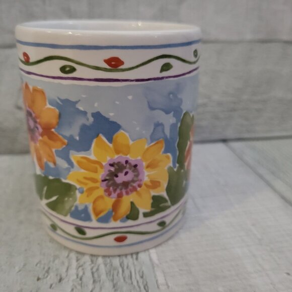 Vintage Sunflower Ceramic Coffee Mug With Floral Design - Picture 2 of 5